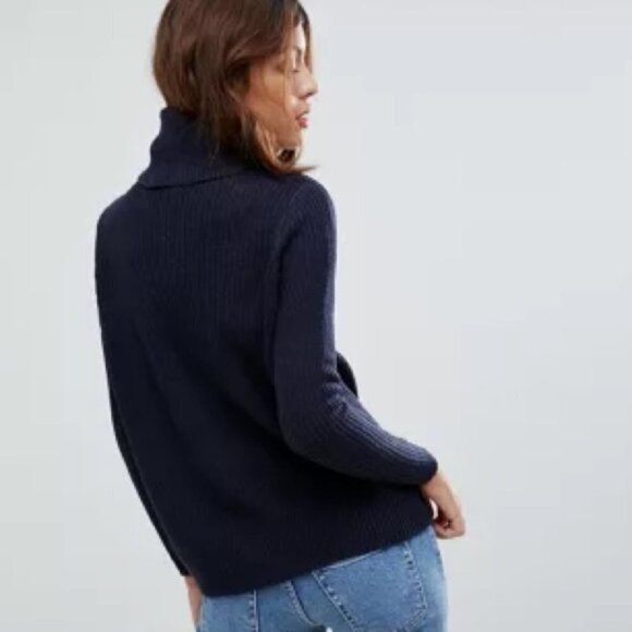 Jacqueline de Yong Navy Basky Ribbed Turtleneck Sweater Size XS - Picture 3 of 7